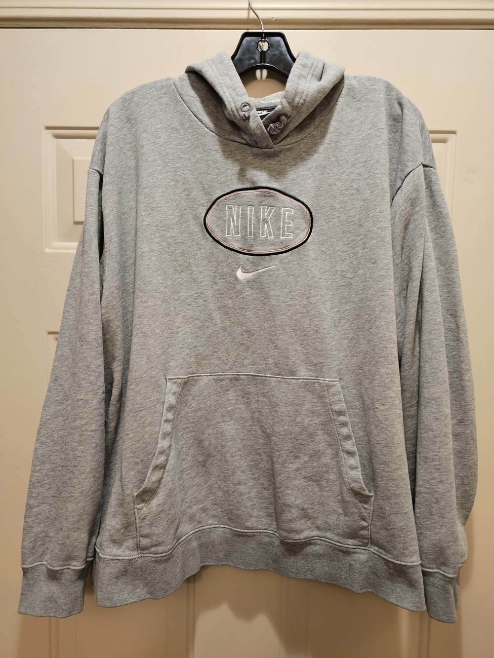 Nike Light Gray Pullover Hoodie with Embroidered Logo